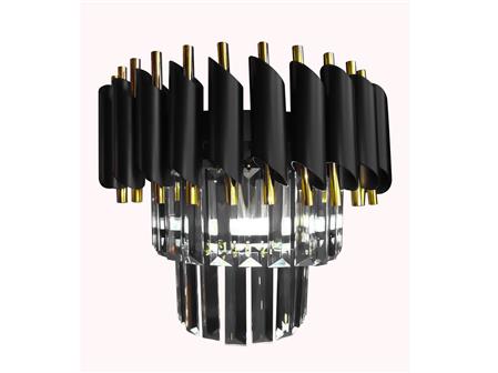 Black Gold Crystal Stone Luxury Wall Sconce
