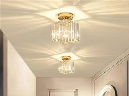 Modern Luxury Plafonyer Yellow Square Crystal Stone Chandelier