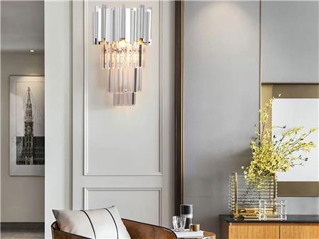 Luxury Şık Dizayn Tasarım Kristal Taşlı Krom Boyalı Aplik