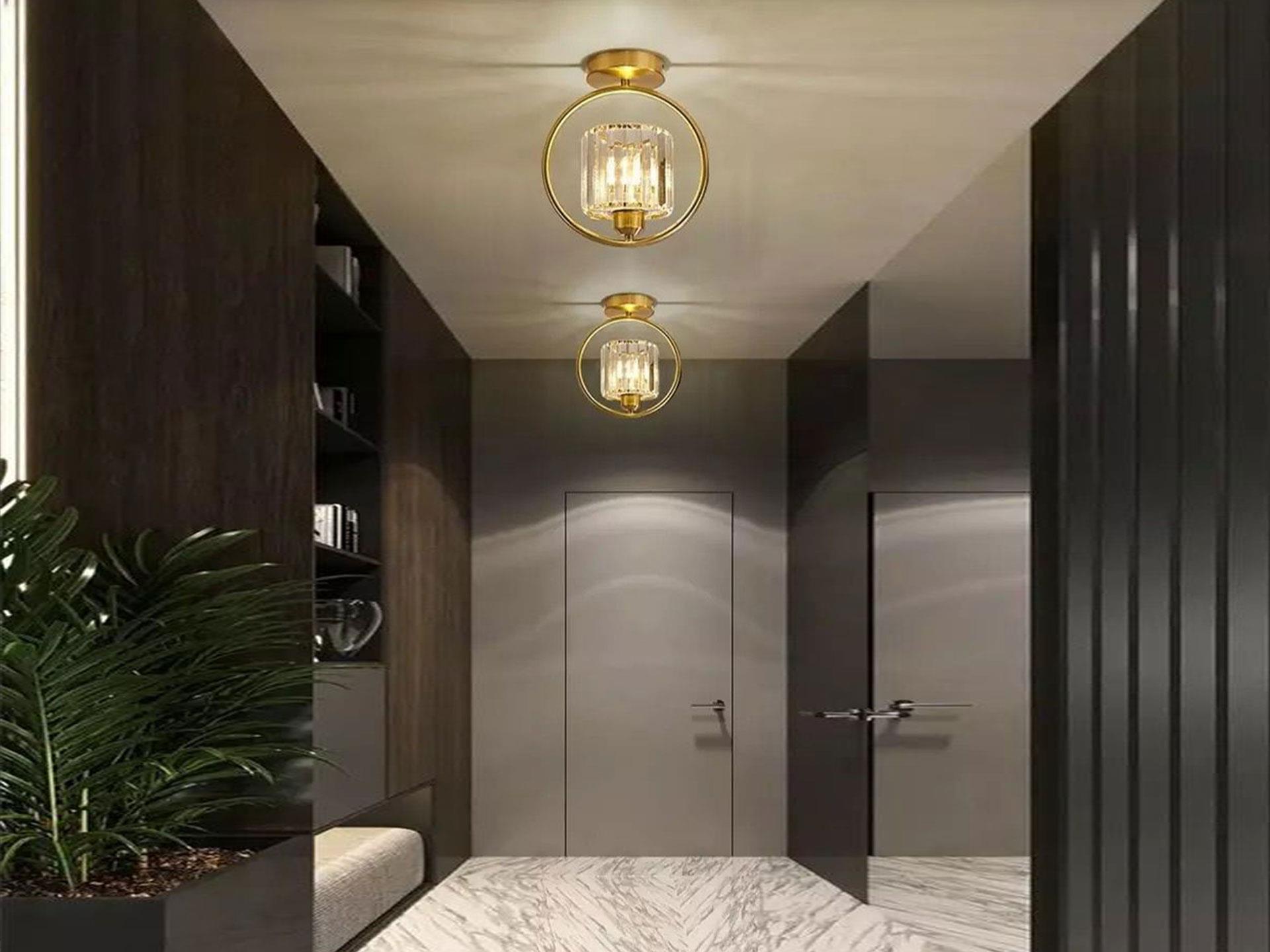 Modern Luxury Yellow Crescent Crystal Stone Chandelier