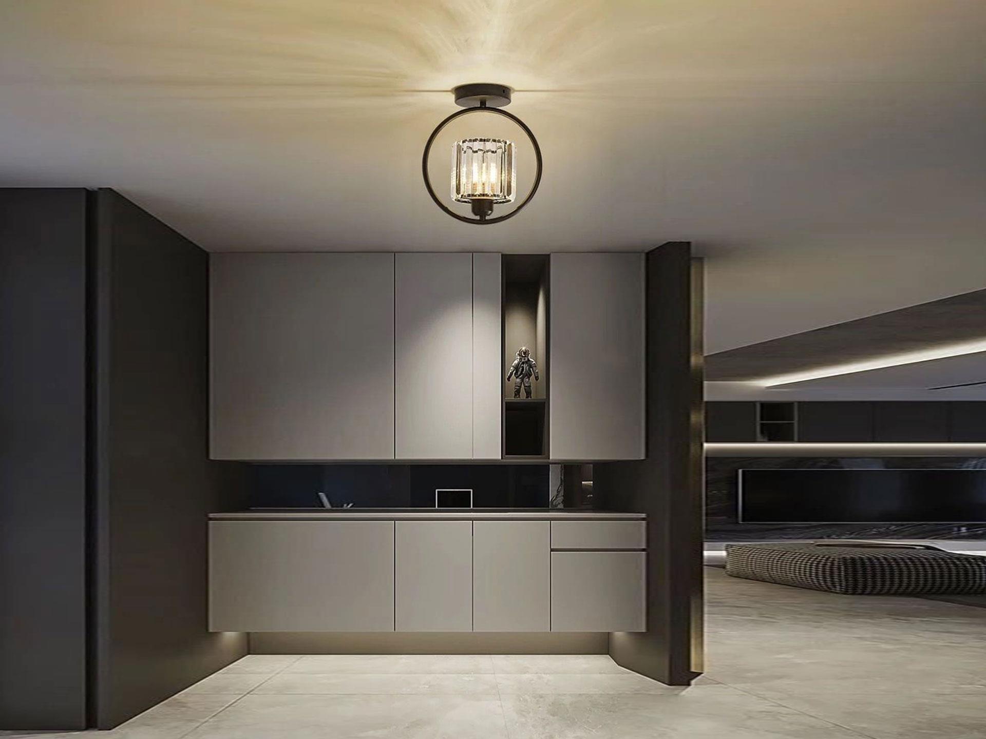 Modern Luxury Siyah Hilal Kristal Taşlı Avize