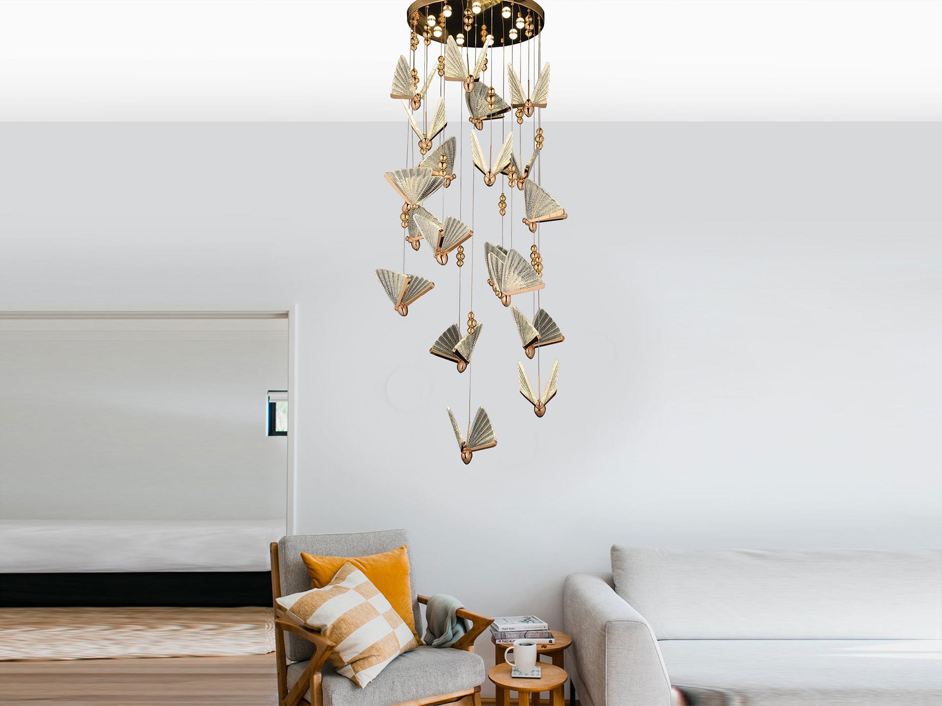 Luxury Modern Kelebek 19'lu Led Avize
