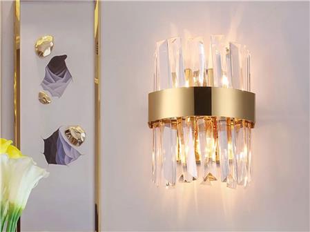 Modern Design Crystal Stone Gold Detailed Led Sconce