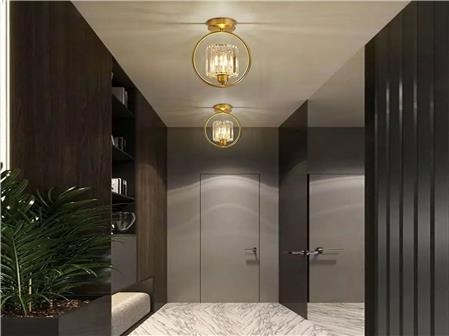Modern Luxury Yellow Crescent Crystal Stone Chandelier