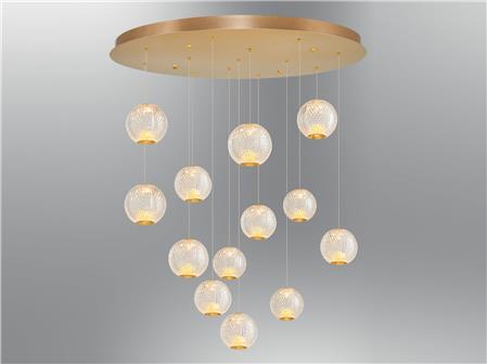 4134-13A-03 13-Piece Mercury Pendant Lamp Chandelier Yellow