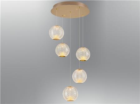 4134-5A-03 5 Piece Mercury Pendant Lamp Chandelier Yellow