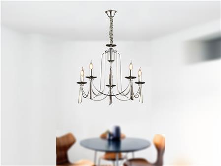 Modern Luxury Countess 5 Piece Bronze Brass Chandelier