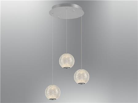 4134-3A-02 3-Piece Mercury Pendant Lamp Chandelier Chrome